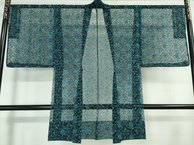 平和屋本店■極上 長羽織 オーガンジー スリーシーズン 春夏秋 塵除け 刺繍 草花菱文 残布付き 逸品 未使用 DZAA2036kh4 - 平和屋