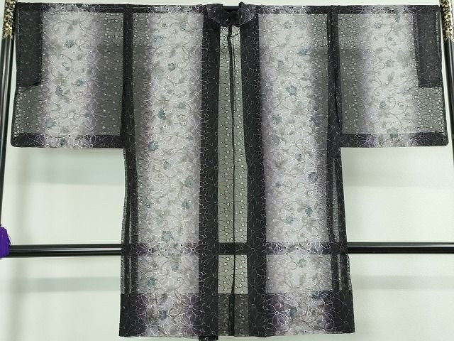 平和屋本店■極上 長羽織 オーガンジー スリーシーズン 春夏秋 塵除け 花繋ぎ 葡萄唐草 逸品 DZAA2037kh4 - 平和屋
