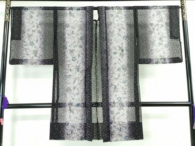 平和屋本店■極上 長羽織 オーガンジー スリーシーズン 春夏秋 塵除け 花繋ぎ 葡萄唐草 逸品 DZAA2037kh4 - 平和屋