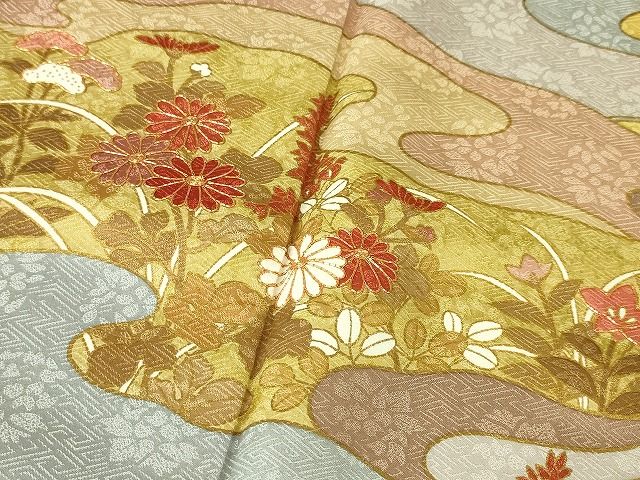 平和屋本店■極上 皇室献上作家 藤井寛 訪問着 駒刺繍 秋草文 金彩 逸品 DZAA2040kh4 - 平和屋