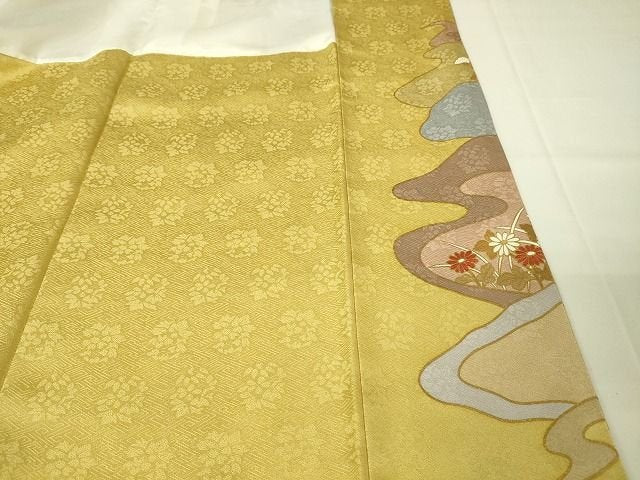 平和屋本店■極上 皇室献上作家 藤井寛 訪問着 駒刺繍 秋草文 金彩 逸品 DZAA2040kh4 - 平和屋