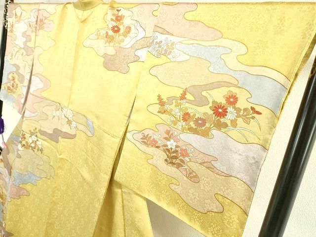 平和屋本店■極上 皇室献上作家 藤井寛 訪問着 駒刺繍 秋草文 金彩 逸品 DZAA2040kh4 - 平和屋