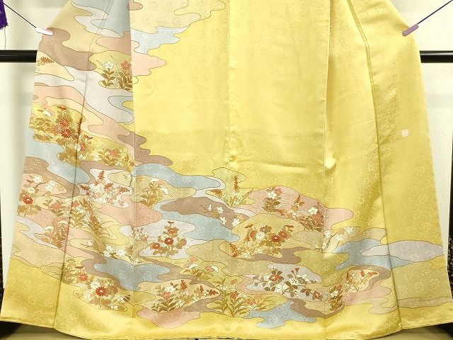 平和屋本店■極上 皇室献上作家 藤井寛 訪問着 駒刺繍 秋草文 金彩 逸品 DZAA2040kh4 - 平和屋