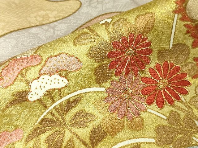 平和屋本店■極上 皇室献上作家 藤井寛 訪問着 駒刺繍 秋草文 金彩 逸品 DZAA2040kh4 - 平和屋