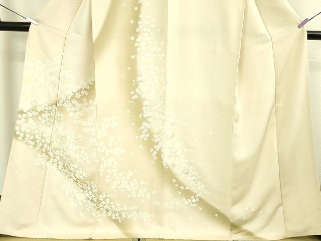 平和屋本店■極上 訪問着 駒刺繍 楓 薄卵色地 暈し染め 金彩 逸品 未使用 DZAA2060kh4 - 平和屋