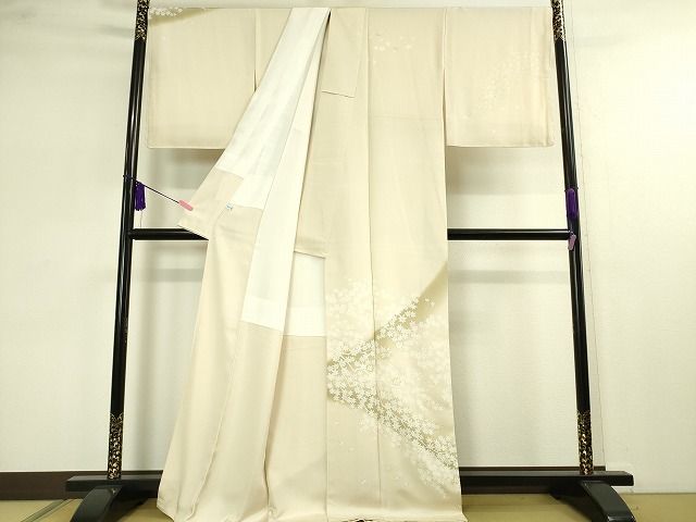 平和屋本店■極上 訪問着 駒刺繍 楓 薄卵色地 暈し染め 金彩 逸品 未使用 DZAA2060kh4 - 平和屋