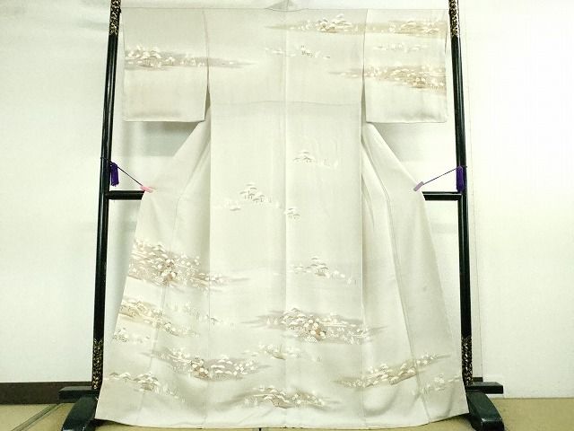 平和屋本店■極上 京手描友禅 訪問着 吉祥花松文 紫水晶色地 金彩 反端付き 逸品 未使用 DZAA2065kh4 - 平和屋