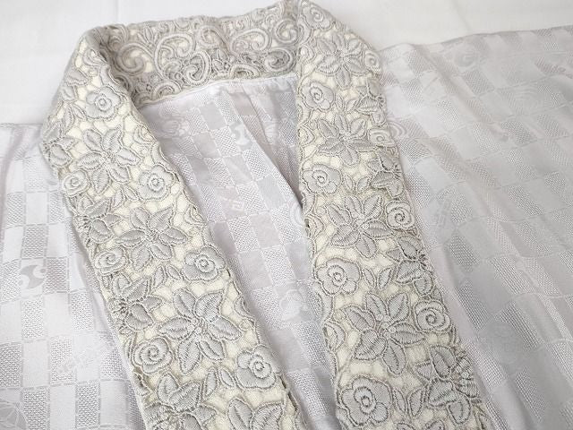 平和屋本店■上質な長襦袢 単衣 宝尽くし 市松紋紗 半衿刺繍 やまと誂製 逸品 未使用 DZAA2071kh4 - 平和屋