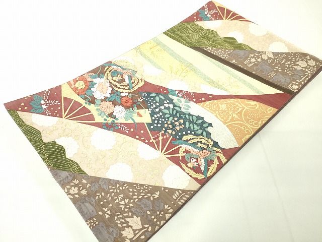 平和屋本店■極上 明綴れ 全通柄袋帯 切嵌扇面鳳凰花文 金銀糸 逸品 未使用 DZAA2096kh4 - 平和屋