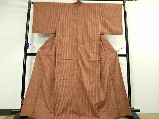 平和屋本店■極上 本場結城紬 重要無形文化財 結織苑 縞 証紙・保証書付き 逸品 DZAA2130kh4 - 平和屋