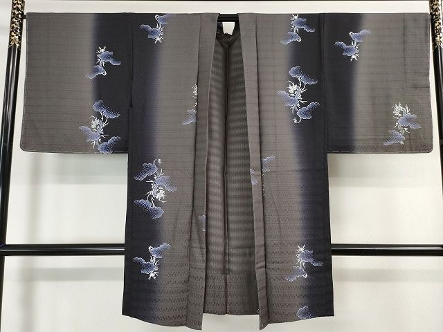 平和屋本店■極上 タッサーゴールドシルク 長羽織 単衣 龍 暈し染め 銀彩 証紙付き 逸品 未使用 DZAA2137kh4 - 平和屋