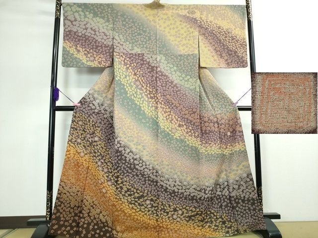 平和屋本店■極上 十日町 名門 滝泰謹製 中国三大刺繍 相良刺繍 訪問着 舞花文 暈し染め 金通し地 逸品 DZAA2192kh4 - 平和屋