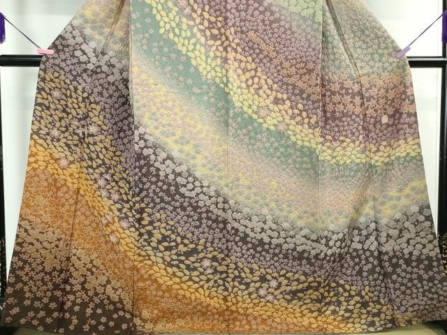 平和屋本店■極上 十日町 名門 滝泰謹製 中国三大刺繍 相良刺繍 訪問着 舞花文 暈し染め 金通し地 逸品 DZAA2192kh4 - 平和屋