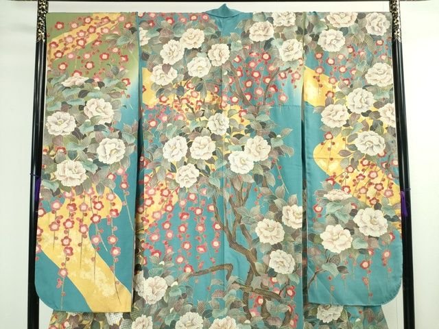 平和屋本店■極上 中国三大刺繍 スワトウ刺繍 汕頭刺繍 振袖 椿 梅 金彩 逸品 DZAA2200kh4 - 平和屋