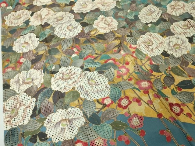 平和屋本店■極上 中国三大刺繍 スワトウ刺繍 汕頭刺繍 振袖 椿 梅 金彩 逸品 DZAA2200kh4 - 平和屋