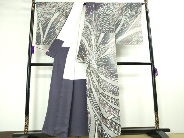 平和屋本店■極上 十日町 名門 滝泰謹製 訪問着 束ね熨斗 銀通し地 逸品 DZAA2202kh4 - 平和屋