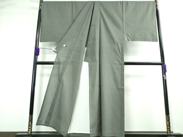 平和屋本店■極上 夏物 男性 紗紬 キングサイズ 豆がら茶色地 逸品 DZAA2222kh4 - 平和屋
