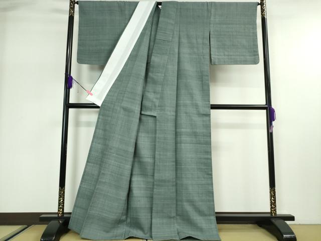 平和屋本店■極上 浦野理一 経節紬 単衣 色無地 藍鼠色 逸品 未使用 DZAA2261kh4 - 平和屋