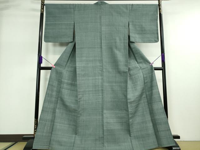 平和屋本店■極上 浦野理一 経節紬 単衣 色無地 藍鼠色 逸品 未使用 DZAA2261kh4 - 平和屋