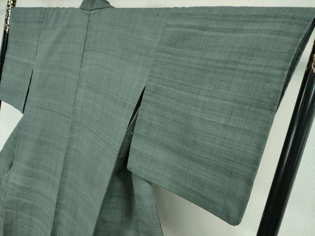 平和屋本店■極上 浦野理一 経節紬 単衣 色無地 藍鼠色 逸品 未使用 DZAA2261kh4 - 平和屋
