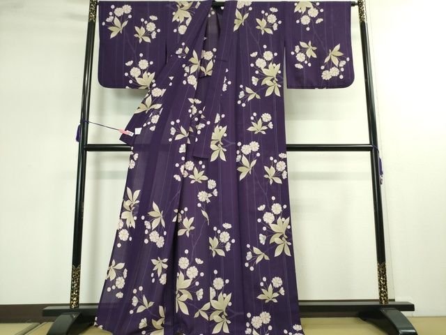 平和屋本店■極上 撫松庵 小紋・浴衣兼用 セオアルファ 紅梅織 草花文 洗える着物 逸品 DZAA2264kh4 - 平和屋