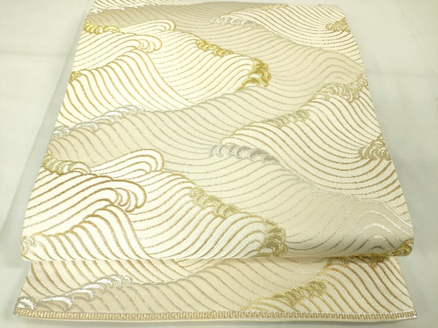 平和屋本店■極上 三代目 龍村光峯 本袋帯 歌集波 金銀糸 逸品 DZAA2353kh4