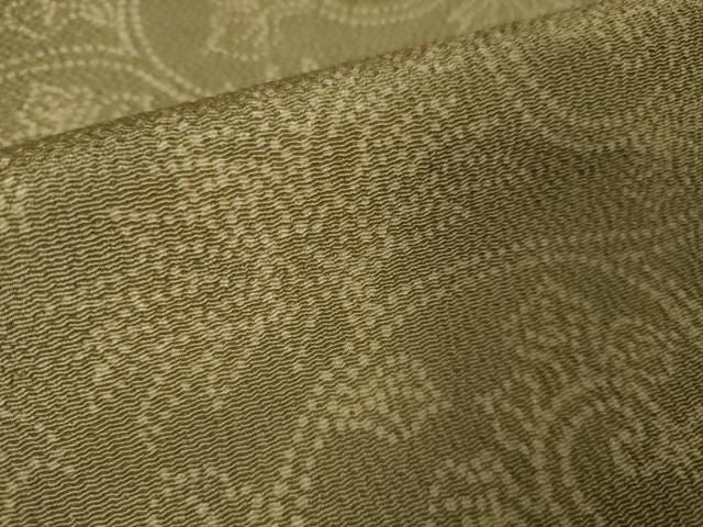 平和屋本店■希少 浦野理一 御子息 浦野範雄 小紋 花唐草文 鬼しぼ縮緬 反端付き 逸品 未使用 DZAA2386kh4 - 平和屋