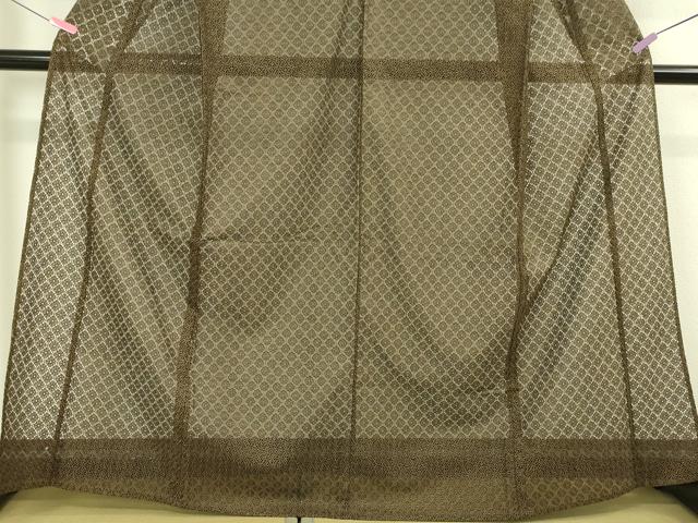 平和屋本店■極上 夏物 お召 レース 縫い取り 花尽くし 綿 鶯茶色地 逸品 DZAA2411kh4 - 平和屋
