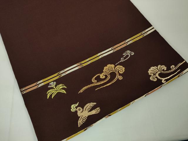 平和屋本店■極上 龍村平蔵製 本袋帯 木画獅鳳錦 黒檀色地 金糸 逸品 DZAA2436kh4