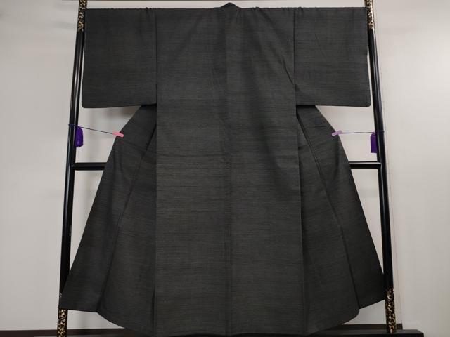 平和屋本店■極上 男性 結城紬 アンサンブル 真綿結城紬 総詰め 総絣 羽裏・鷹 黒紅色地 証紙付き 逸品 DZAA2494kh5 - 平和屋