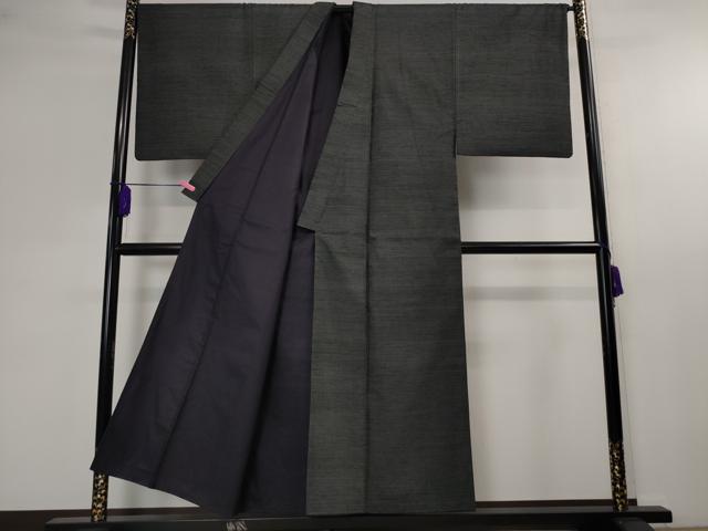 平和屋本店■極上 男性 結城紬 アンサンブル 真綿結城紬 総詰め 総絣 羽裏・鷹 黒紅色地 証紙付き 逸品 DZAA2494kh5 - 平和屋