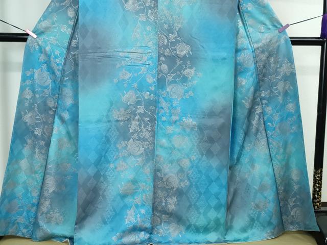 平和屋本店■極上 前田仁仙 仁仙更紗 小紋 更紗花間道 暈し染め 銀彩 反端付き 逸品 未使用 DZAA2520kh5 - 平和屋