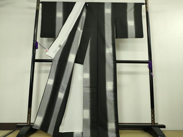 平和屋本店■極上 夏物 十日町 名門青柳謹製 櫛引織 赤城紬 草木染 黒地 逸品 DZAA2535kh5 - 平和屋