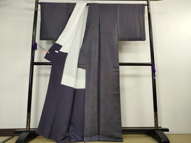 平和屋本店■極上 久保田一竹 幻の辻が花 小紋 鳳凰笹地紋 暈し染め 深紫色地 銀通し地 逸品 DZAA2539kh5 - 平和屋