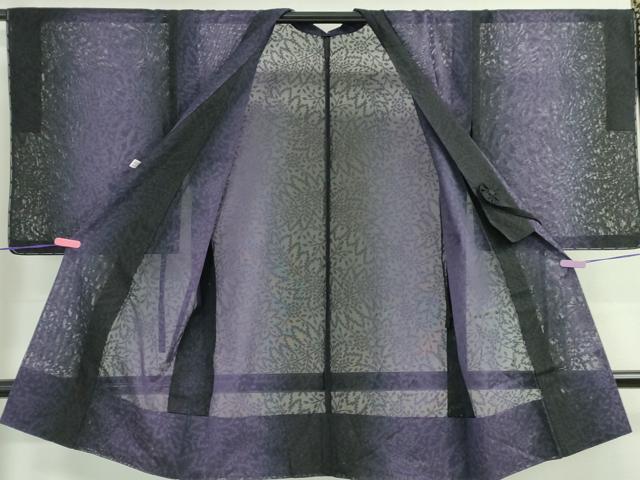 平和屋本店■極上 道中着 スリーシーズン 春夏秋 塵除け ロング丈 草花紋紗 黒地 暈し染め 逸品 未使用 DZAA2540kh5 - 平和屋