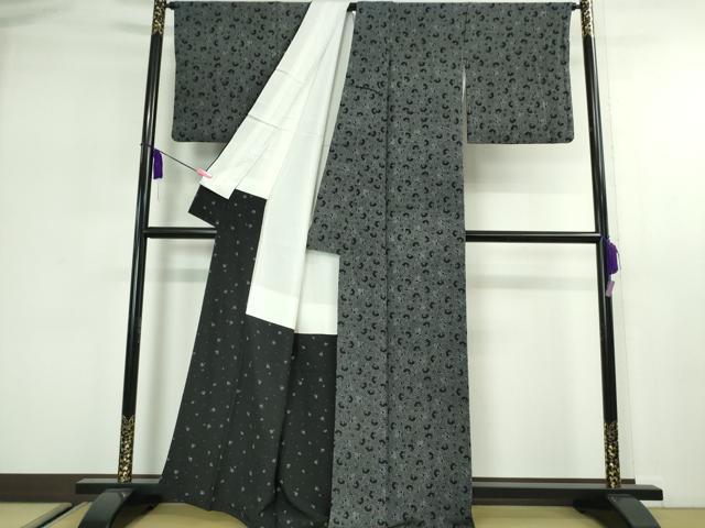 平和屋本店■極上 人間国宝 小宮康孝 江戸小紋 道明寺 般若烏帽 中啓 桜 黒地 逸品 DZAA2562kh5 - 平和屋