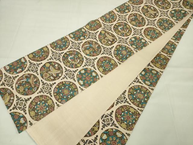 平和屋本店■最高級 明綴れ 全通柄袋帯 花鳥文舞蝶文 金糸 逸品 DZAA2580kh5
