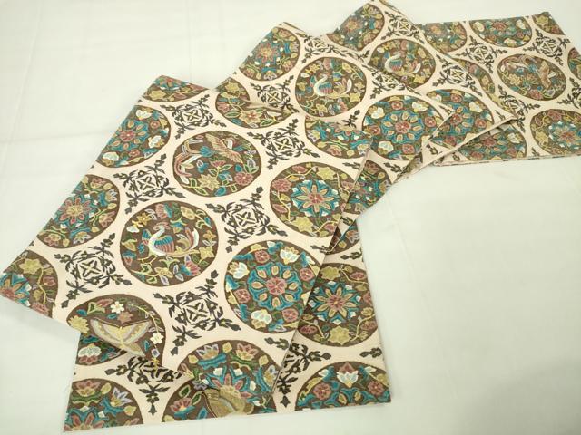 平和屋本店■最高級 明綴れ 全通柄袋帯 花鳥文舞蝶文 金糸 逸品 DZAA2580kh5