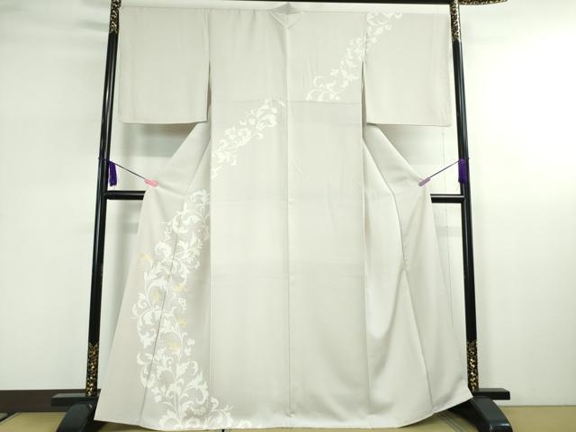 平和屋本店■極上 訪問着 葡萄唐草文 金彩 薄梅鼠色地 染の近江謹製 逸品 DZAA2606kh5 - 平和屋