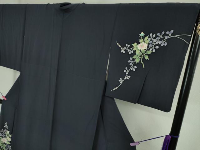 平和屋本店■極上 本加賀友禅作家 小田美知代 訪問着 枝花文 留紺色地 逸品 DZAA2643kh5 - 平和屋