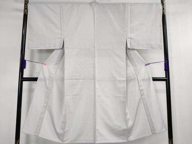 平和屋本店■極上 男性 ミント染ちりめん御召 単衣 糸染:水戸一枝 監修工房さきち 直島の風 観世水 桜鼠色地 逸品 未使用 DZAA2649kh5 - 平和屋