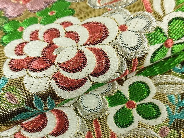 平和屋本店■極上 西陣 川島織物 六通柄 本袋帯 草花文 黒地 金銀糸 逸品 未使用 DZAA2678kh5 - 平和屋