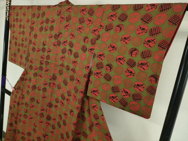 平和屋本店■希少 型絵染の人間国宝 稲垣稔次郎 小紋 吉祥文 反端付き 逸品 DZAA2719kh5 - 平和屋