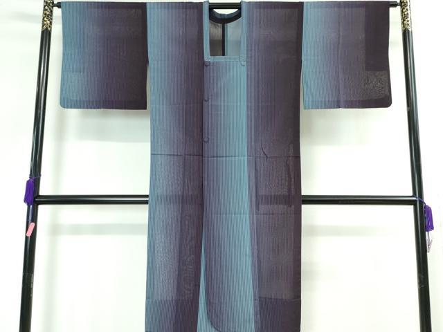 平和屋本店■極上 道行コート スリーシーズン 春夏秋 ロング丈 縞 暈し染め 逸品 DZAA2827kh5 - 平和屋