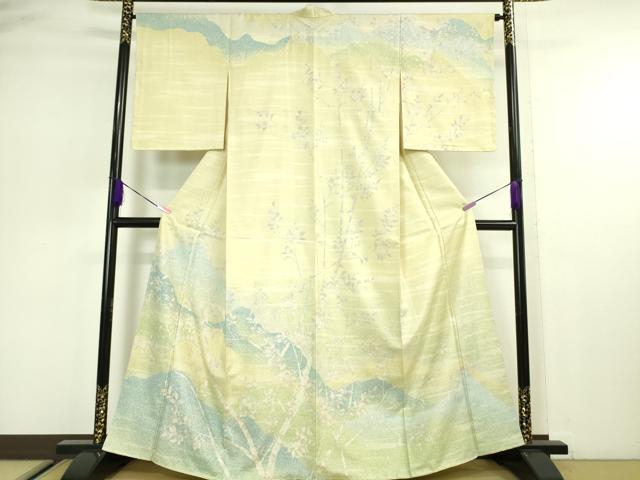 平和屋本店■極上 石川県指定無形文化財 牛首紬 白山工房 手織り 訪問着 枝葉文 証紙付き 逸品 未使用 DZAA2846kh5 - 平和屋