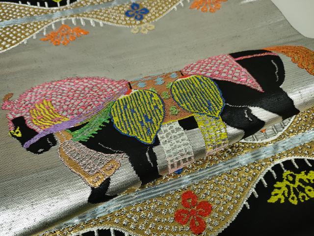 平和屋本店■極上 龍村平蔵製 本袋帯 天竺祭馬錦 黒地 金銀糸 逸品 DZAA2887kh5