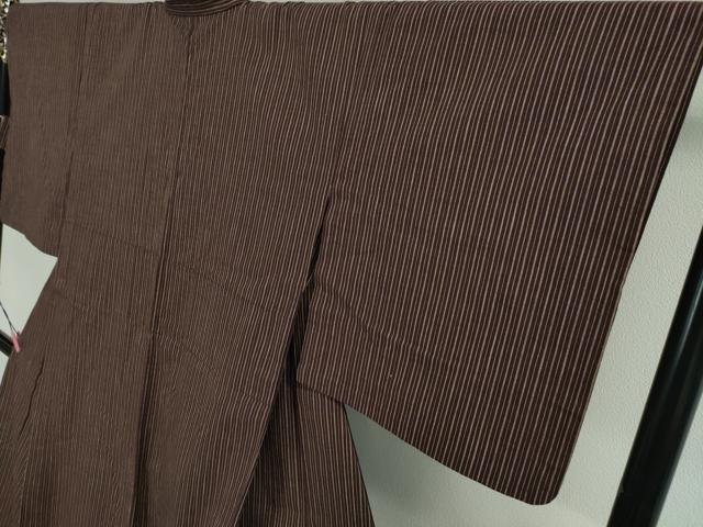 平和屋本店■極上 越後片貝 紺仁謹製 紺仁手織紬 単衣 正藍草木染 綿 縞 証紙付き 逸品 DZAA2937kh5 - 平和屋