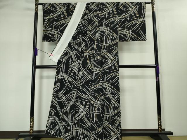 平和屋本店■極上 小紋 単衣 黒地 金彩 高島屋扱い 逸品 DZAA2959kh5 - 平和屋