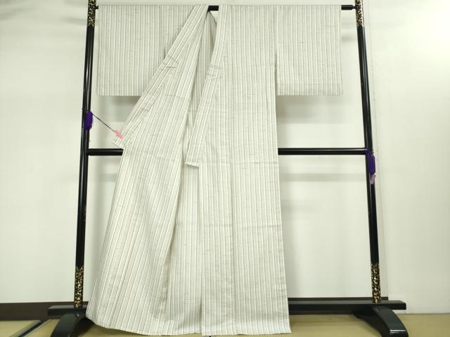 平和屋本店■極上 置賜紬 単衣 古代糸織縞紬 中村工房謹製 春霞 証紙付き 逸品 DZAA2974kh5 - 平和屋