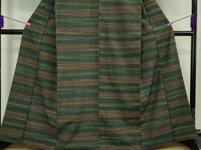 平和屋本店■極上 郡上紬 草木染 横段文 逸品 DZAA2986kh5 - 平和屋